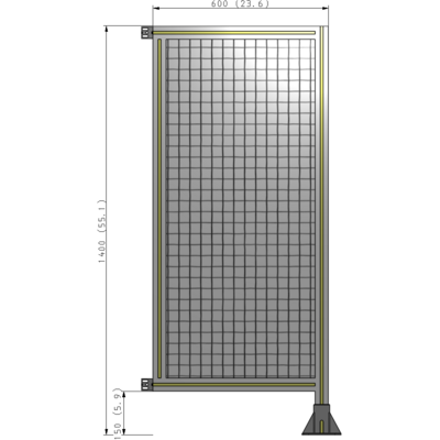 A2-1400-0600-0150-HYMFK SINGLE PANEL-LEG ON RIGHT WITH HINGES 1400MM X 600MM  1" MESH, AS A KIT