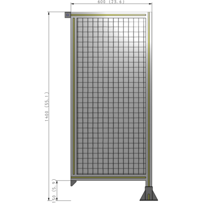 A2-1400-0600-0150-TYMFA SINGLE PANEL-LEG ON RIGHT WITH TIE PLATES AND ANGLE 1400MM X 600MM  1" MESH, FULLY ASSEMBLED