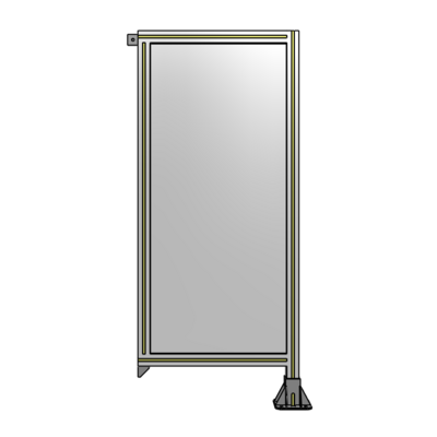 SINGLE PANEL-LEG ON RIGHT WITH TIE PLATES AND ANGLE 1400MM X 600MM  1/4" POLYCARBONATE, ASSEMBLED