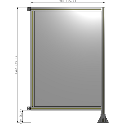 A2-1400-0900-0150-HYPFK SINGLE PANEL-LEG ON RIGHT WITH HINGES 1400MM X 900MM  1/4" POLYCARBONATE, AS A KIT