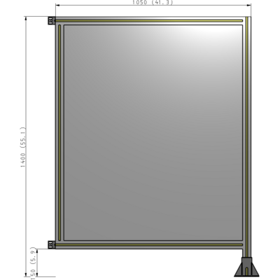 A2-1400-1050-0150-HYPFA SINGLE PANEL-LEG ON RIGHT WITH HINGES 1400MM X 1050MM  1/4" POLYCARBONATE, FULLY ASSEMBLED