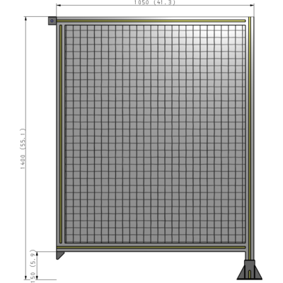 A2-1400-1050-0150-TYMFK SINGLE PANEL-LEG ON RIGHT WITH TIE PLATES AND ANGLE 1400MM X 1050MM  1" MESH, AS A KIT