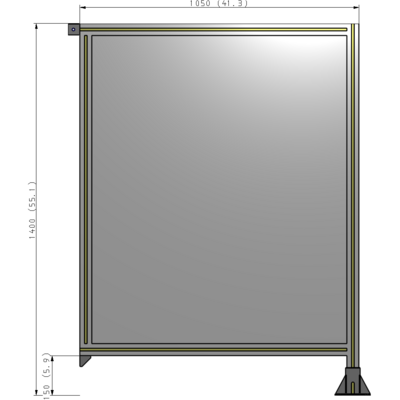 A2-1400-1050-0150-TYPFK SINGLE PANEL-LEG ON RIGHT WITH TIE PLATES AND ANGLE 1400MM X 1050MM  1/4" POLYCARBONATE, AS A KIT
