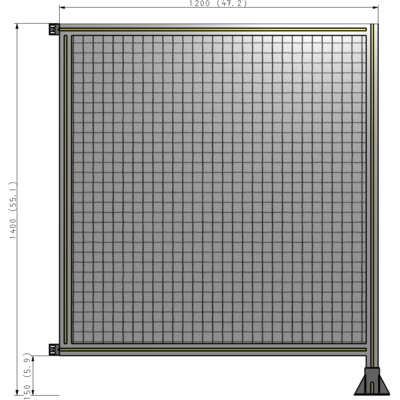 A2-1400-1200-0150-HYMFK SINGLE PANEL-LEG ON RIGHT WITH HINGES 1400MM X 1200MM  1" MESH, AS A KIT