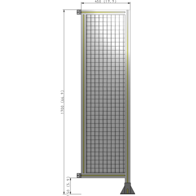 A2-1700-0450-0150-HYMFA SINGLE PANEL-LEG ON RIGHT WITH HINGES 1700MM X 450MM  1" MESH, FULLY ASSEMBLED