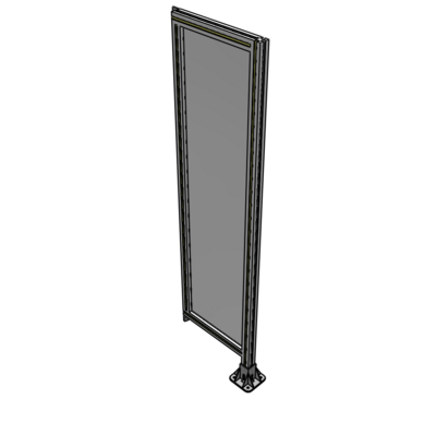 A2-1700-0450-0150-TYPFA SINGLE PANEL-LEG ON RIGHT WITH TIE PLATES AND ANGLE 1700MM X 450MM  1/4" POLYCARBONATE, ASSEMBLED