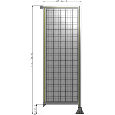 A2-1700-0600-0150-TYMFA SINGLE PANEL-LEG ON RIGHT WITH TIE PLATES AND ANGLE 1700MM X 600MM  1" MESH, FULLY ASSEMBLED