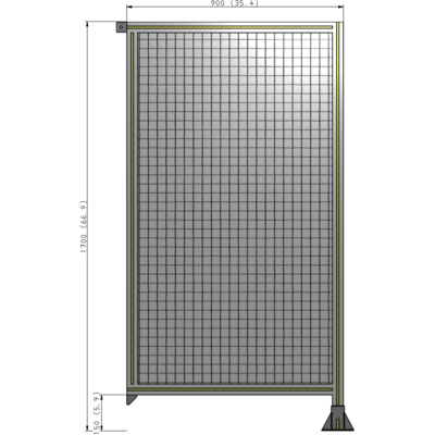 A2-1700-0900-0150-TYMFK SINGLE PANEL-LEG ON RIGHT WITH TIE PLATES AND ANGLE 1700MM X 900MM  1" MESH, AS A KIT