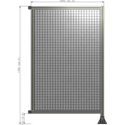 A2-1700-1050-0150-HYMFA SINGLE PANEL-LEG ON RIGHT WITH HINGES 1700MM X 1050MM  1" MESH, FULLY ASSEMBLED