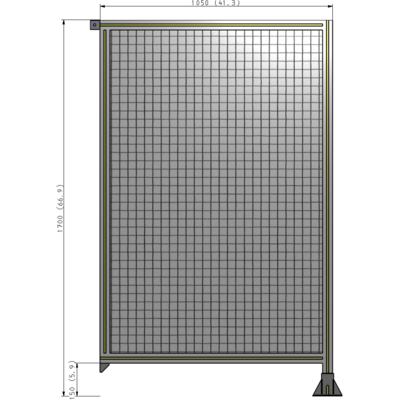 A2-1700-1050-0150-TYMFK SINGLE PANEL-LEG ON RIGHT WITH TIE PLATES AND ANGLE 1700MM X 1050MM  1" MESH, AS A KIT