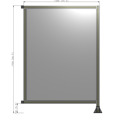 A2-1700-1200-0150-HYPFK SINGLE PANEL-LEG ON RIGHT WITH HINGES 1700MM X 1200MM  1/4" POLYCARBONATE, AS A KIT