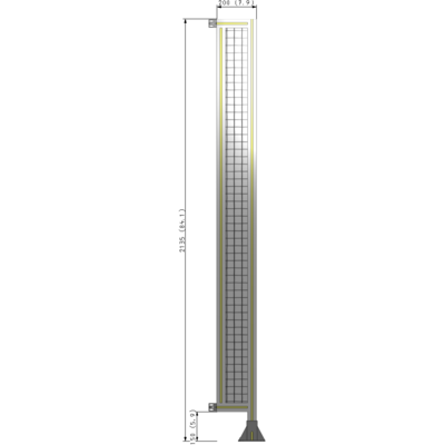 A2-2135-0200-0150-HYMFK SINGLE PANEL-LEG ON RIGHT WITH HINGES 2135MM X 200MM  1" MESH, AS A KIT