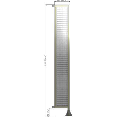 A2-2135-0300-0150-HYMFA SINGLE PANEL-LEG ON RIGHT WITH HINGES 2135MM X 300MM  1" MESH, FULLY ASSEMBLED