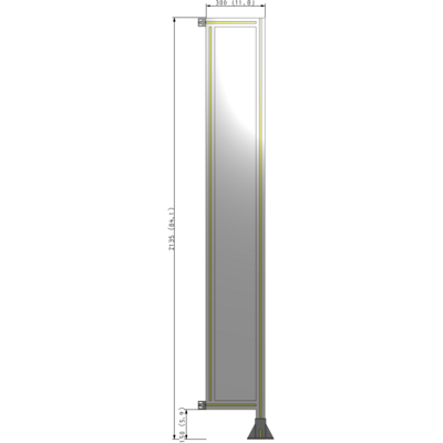 A2-2135-0300-0150-HYPFK SINGLE PANEL-LEG ON RIGHT WITH HINGES 2135MM X 300MM  1/4" POLYCARBONATE, AS A KIT