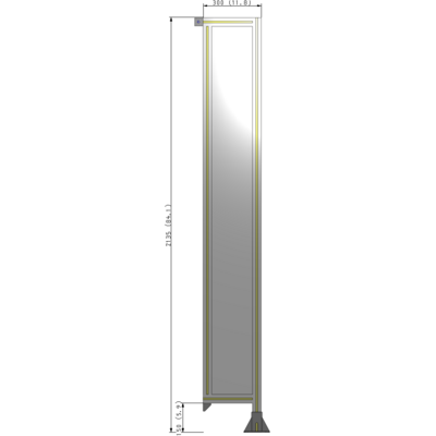 A2-2135-0300-0150-TYPFK SINGLE PANEL-LEG ON RIGHT WITH TIE PLATES AND ANGLE 2135MM X 300MM  1/4" POLYCARBONATE, AS A KIT