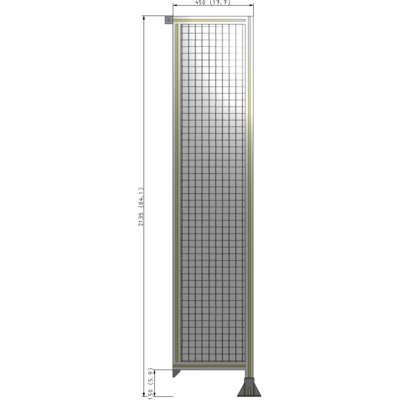 A2-2135-0450-0150-TYMFA SINGLE PANEL-LEG ON RIGHT WITH TIE PLATES AND ANGLE 2135MM X 450MM  1" MESH, FULLY ASSEMBLED