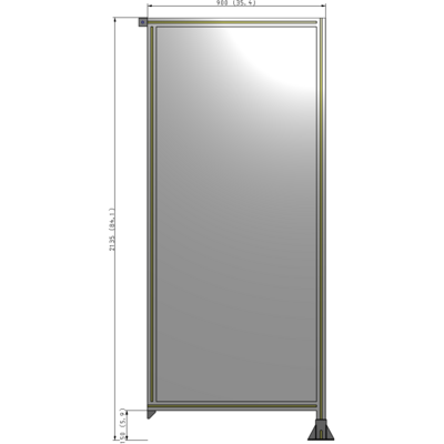 A2-2135-0900-0150-TYPFK SINGLE PANEL-LEG ON RIGHT WITH TIE PLATES AND ANGLE 2135MM X 900MM  1/4" POLYCARBONATE, AS A KIT