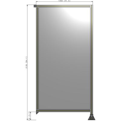 A2-2135-1050-0150-TYPFK SINGLE PANEL-LEG ON RIGHT WITH TIE PLATES AND ANGLE 2135MM X 1050MM  1/4" POLYCARBONATE, AS A KIT