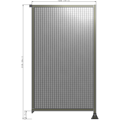 A2-2135-1200-0150-TYMFA SINGLE PANEL-LEG ON RIGHT WITH TIE PLATES AND ANGLE 2135MM X 1200MM  1" MESH, FULLY ASSEMBLED