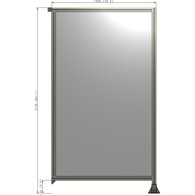 A2-2135-1200-0150-TYPFK SINGLE PANEL-LEG ON RIGHT WITH TIE PLATES AND ANGLE 2135MM X 1200MM  1/4" POLYCARBONATE, AS A KIT