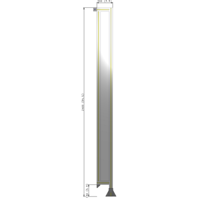 A2-2400-0200-0150-TYPFA SINGLE PANEL-LEG ON RIGHT WITH TIE PLATES AND ANGLE 2400MM X 200MM  1/4" POLYCARBONATE, ASSEMBLED