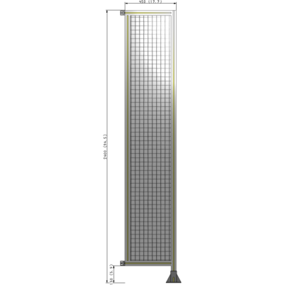 A2-2400-0450-0150-HYMFA SINGLE PANEL-LEG ON RIGHT WITH HINGES 2400MM X 450MM  1" MESH, FULLY ASSEMBLED
