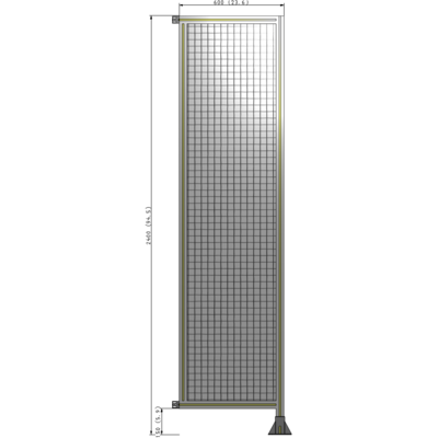 A2-2400-0600-0150-HYMFA SINGLE PANEL-LEG ON RIGHT WITH HINGES 2400MM X 600MM  1" MESH, FULLY ASSEMBLED