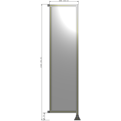A2-2400-0600-0150-HYPFA SINGLE PANEL-LEG ON RIGHT WITH HINGES 2400MM X 600MM  1/4" POLYCARBONATE, ASSEMBLED
