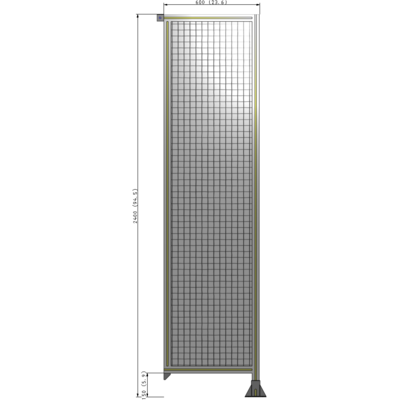 A2-2400-0600-0150-TYMFA SINGLE PANEL-LEG ON RIGHT WITH TIE PLATES AND ANGLE 2400MM X 600MM  1" MESH, FULLY ASSEMBLED