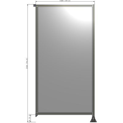 A2-2400-1200-0150-TYPFK SINGLE PANEL-LEG ON RIGHT WITH TIE PLATES AND ANGLE 2400MM X 1200MM  1/4" POLYCARBONATE, AS A KIT