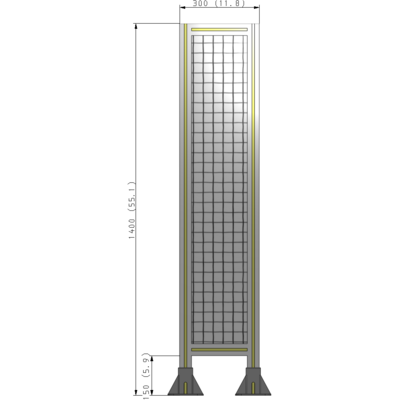 A3-1400-0300-0150-ZYMFA SINGLE PANEL-LEG ON  BOTH SIDES  1400MM X 300MM  1" MESH, FULLY ASSEMBLED