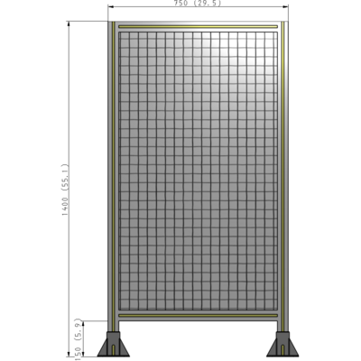 A3-1400-0750-0150-ZYMFA SINGLE PANEL-LEG ON  BOTH SIDES  1400MM X 750MM  1" MESH, FULLY ASSEMBLED