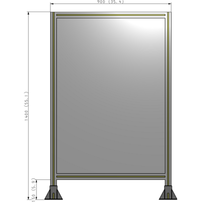 A3-1400-0900-0150-ZYPFK SINGLE PANEL-LEG ON  BOTH SIDES  1400MM X 900MM  1/4" POLYCARBONATE, AS A KIT