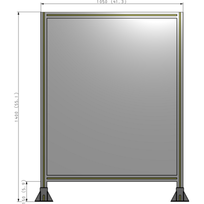 A3-1400-1050-0150-ZYPFA SINGLE PANEL-LEG ON  BOTH SIDES  1400MM X 1050MM  1/4" POLYCARBONATE, FULLY ASSEMBLED