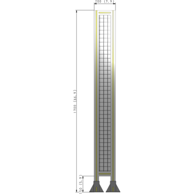 A3-1700-0200-0150-ZYMFA SINGLE PANEL-LEG ON  BOTH SIDES  1700MM X 200MM  1" MESH, FULLY ASSEMBLED