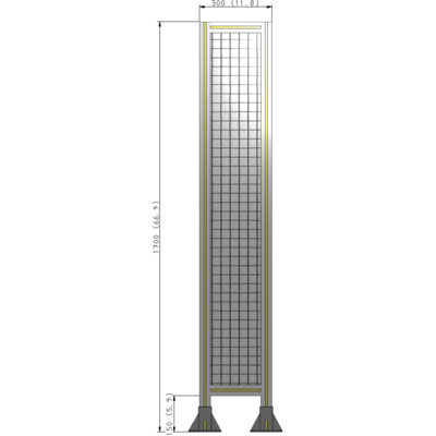 A3-1700-0300-0150-ZYMFA SINGLE PANEL-LEG ON  BOTH SIDES  1700MM X 300MM  1" MESH, FULLY ASSEMBLED