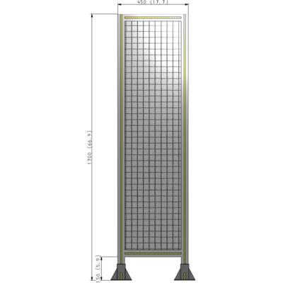 A3-1700-0450-0150-ZYMFA SINGLE PANEL-LEG ON  BOTH SIDES  1700MM X 450MM  1" MESH, FULLY ASSEMBLED