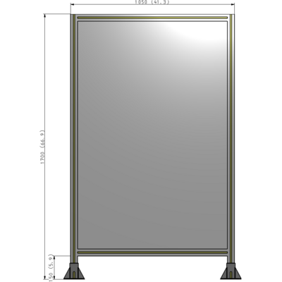 A3-1700-1050-0150-ZYPFK SINGLE PANEL-LEG ON  BOTH SIDES  1700MM X 1050MM  1/4" POLYCARBONATE, AS A KIT