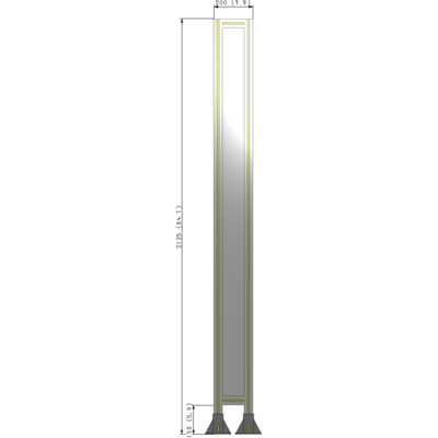 A3-2135-0200-0150-ZYPFA SINGLE PANEL-LEG ON  BOTH SIDES  2135MM X 200MM  1/4" POLYCARBONATE, FULLY ASSEMBLED