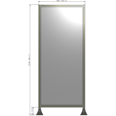 A3-2135-0900-0150-ZYPFA SINGLE PANEL-LEG ON  BOTH SIDES  2135MM X 900MM  1/4" POLYCARBONATE, FULLY ASSEMBLED