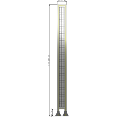 A3-2400-0200-0150-ZYMFA SINGLE PANEL-LEG ON  BOTH SIDES  2400MM X 200MM  1" MESH, FULLY ASSEMBLED