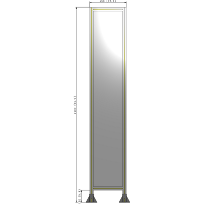 A3-2400-0450-0150-ZYPFA SINGLE PANEL-LEG ON  BOTH SIDES  2400MM X 450MM  1/4" POLYCARBONATE, ASSEMBLED