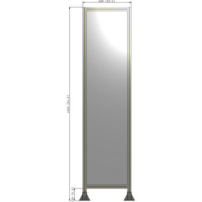 A3-2400-0600-0150-ZYPFK SINGLE PANEL-LEG ON  BOTH SIDES  2400MM X 600MM  1/4" POLYCARBONATE, AS A KIT