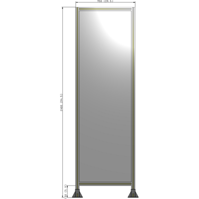 A3-2400-0750-0150-ZYPFK SINGLE PANEL-LEG ON  BOTH SIDES  2400MM X 750MM  1/4" POLYCARBONATE, AS A KIT