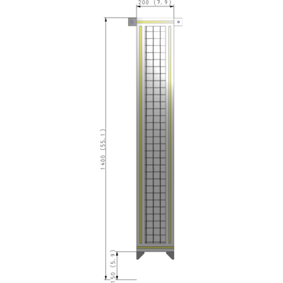 A4-1400-0200-0150-TYMZK SINGLE PANEL-NO LEGS WITH TIE PLATES AND ANGLE 1400MM X 200MM  1" MESH, AS A KIT