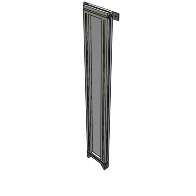 A4-1400-0200-0150-TYPZA SINGLE PANEL-NO LEGS WITH TIE PLATES AND ANGLE 1400MM X 200MM  1/4" POLYCARBONATE, ASSEMBLED