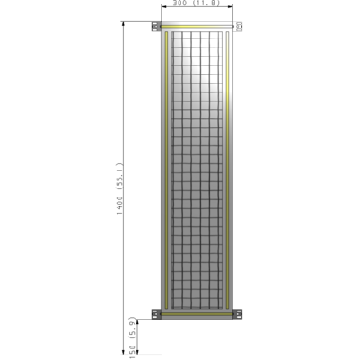 A4-1400-0300-0150-HYMZK SINGLE PANEL-NO LEGS WITH HINGES 1400MM X 300MM  1" MESH, AS A KIT