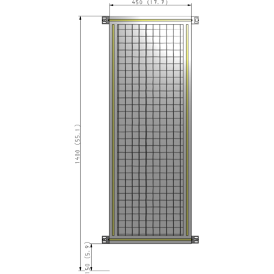 A4-1400-0450-0150-HYMZA SINGLE PANEL-NO LEGS WITH HINGES 1400MM X 450MM  1" MESH, FULLY ASSEMBLED