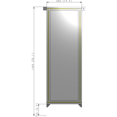 A4-1400-0450-0150-TYPZK SINGLE PANEL-NO LEGS WITH TIE PLATES AND ANGLE 1400MM X 450MM  1/4" POLYCARBONATE, AS A KIT
