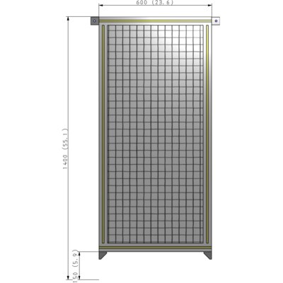 A4-1400-0600-0150-TYMZA SINGLE PANEL-NO LEGS WITH TIE PLATES AND ANGLE 1400MM X 600MM  1" MESH, FULLY ASSEMBLED